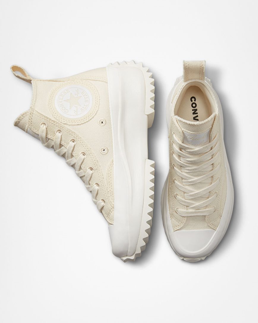 Zapatos Plataforma Converse Run Star Hike Raw Edge Altas Mujer Beige Beige Blancas | PE 4LEP78